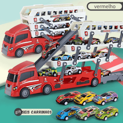 Caminhão cegonha infantil e mais 6 carros