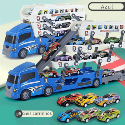 Caminhão cegonha infantil e mais 6 carros