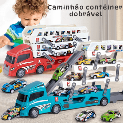 Caminhão cegonha infantil e mais 6 carros